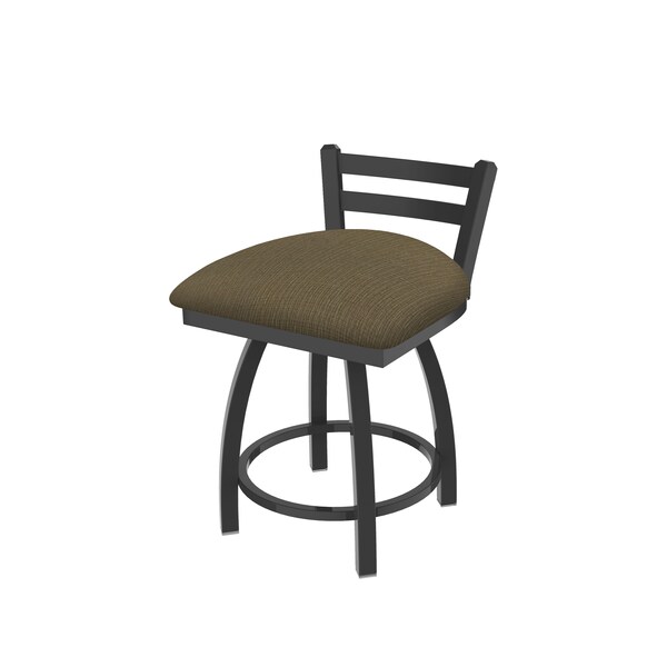 18" Low Back Swivel Vanity Stool, Pewter Finish, Graph Cork Seat